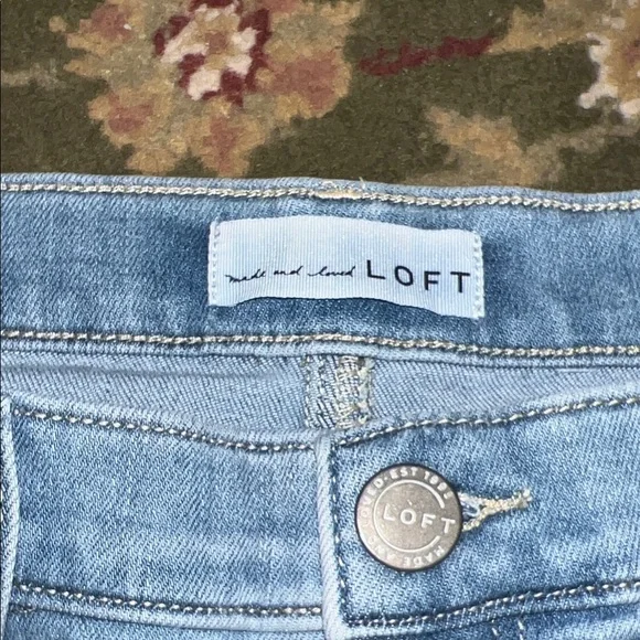 LOFT Light Blue Skinny Jeans with Star Embroidery - Picture 4 of 7